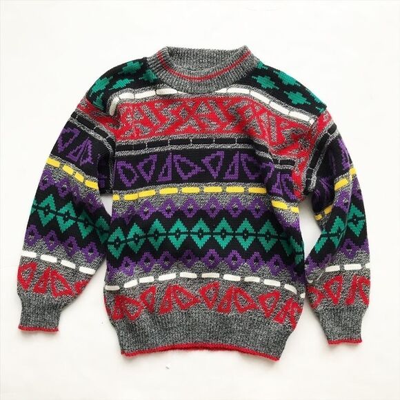 Vintage Construction Project Coogi style knit sweater EUC fits like 8-9Y - Picture 1 of 7